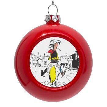 Λούκυ Λουκ comic, Στολίδι Χριστουγεννιάτικη μπάλα δένδρου Κόκκινη 8cm