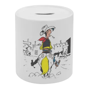 Λούκυ Λουκ comic, Κουμπαράς πορσελάνης με τάπα