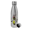 Metallic water bottle, stainless steel, 750ml