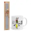 Easter Set, Ceramic Cup (330ml) & Easter aromatic flat candle (30cm) (GRAY)