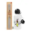 Easter Set, metallic aluminum water bottle (500ml) & aromatic flat Easter candle (30cm) (GRAY)