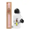 Easter Set, metallic aluminum bottle (500ml) & aromatic flat Easter candle (30cm) (PINK)