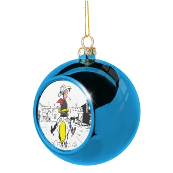 Lucky Luke comic, Blue Christmas tree ball ornament 8cm