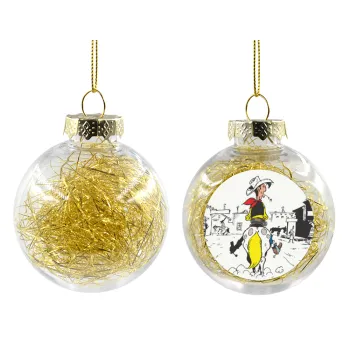 Λούκυ Λουκ comic, Στολίδι Χριστουγεννιάτικη μπάλα δένδρου διάφανη με χρυσό γέμισμα 8cm