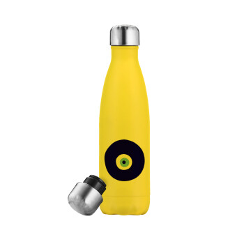 Χάντρα γαλαζιά, Μεταλλικό παγούρι θερμός Κίτρινος (Stainless steel), διπλού τοιχώματος, 500ml