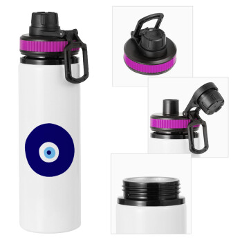 Χάντρα γαλαζιά, Metallic water bottle with safety lid, 850ml aluminum