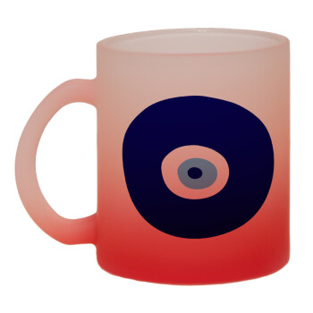 Χάντρα γαλαζιά, Κούπα γυάλινη δίχρωμη με βάση το κόκκινο ματ, 330ml