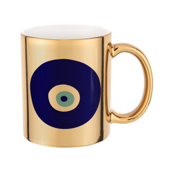 Χάντρα γαλαζιά, Mug ceramic, gold mirror, 330ml