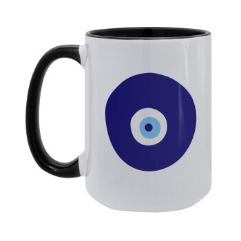 Χάντρα γαλαζιά, Κούπα Mega 15oz, κεραμική Μαύρη, 450ml