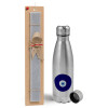 Easter Set, metallic Inox water bottle (750ml) & aromatic flat Easter candle (30cm) (GRAY)