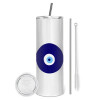 Tumbler stainless steel 600ml, with metal straw & cleaning brush