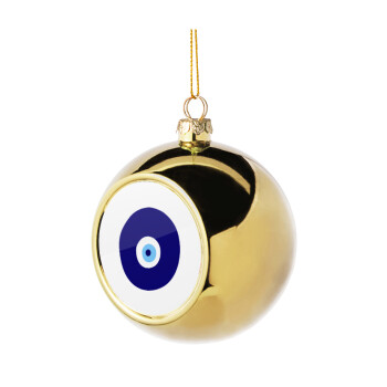Χάντρα γαλαζιά, Golden Christmas tree ball ornament 8cm