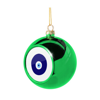 Χάντρα γαλαζιά, Χριστουγεννιάτικη μπάλα δένδρου Πράσινη 8cm