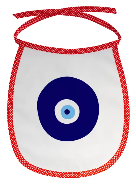 Χάντρα γαλαζιά — Stain-resistant baby bib with tie, red