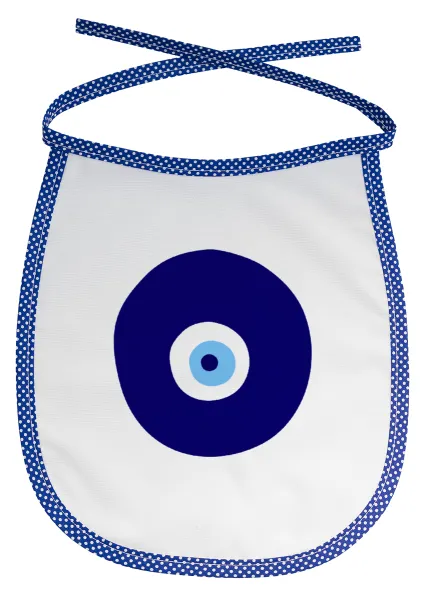 Χάντρα γαλαζιά — Stain-resistant baby bib with tie, blue