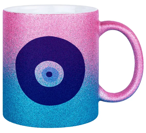 Χάντρα γαλαζιά — Gold/blue glitter mug, ceramic, 330ml