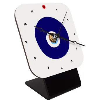 Χάντρα γαλαζιά, Quartz Wooden table clock with hands (10cm)