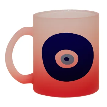 Χάντρα γαλαζιά, Κούπα γυάλινη δίχρωμη με βάση το κόκκινο ματ, 330ml