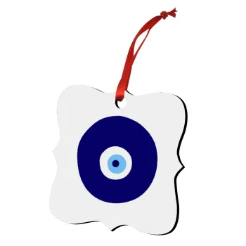 Χάντρα γαλαζιά, Στολίδι Χριστουγεννιάτικο στολίδι polygon ξύλινο 7.5cm