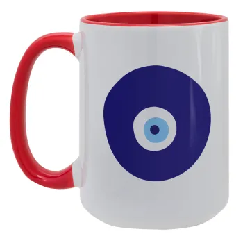 Χάντρα γαλαζιά, Κούπα Mega 15oz, κεραμική Κόκκινη, 450ml