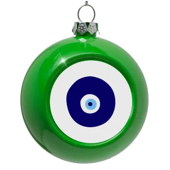 Χάντρα γαλαζιά, Green Christmas tree ornament bauble 8cm