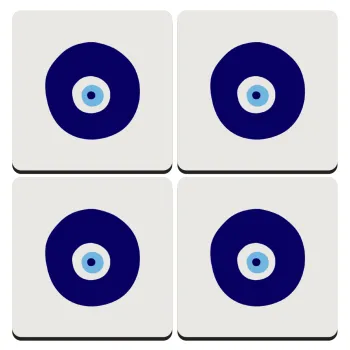 Χάντρα γαλαζιά, ΣΕΤ 4 Σουβέρ ξύλινα τετράγωνα (9cm)