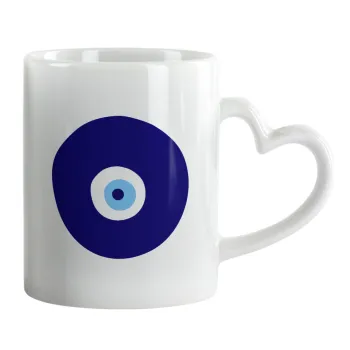Χάντρα γαλαζιά, Mug heart handle, ceramic, 330ml