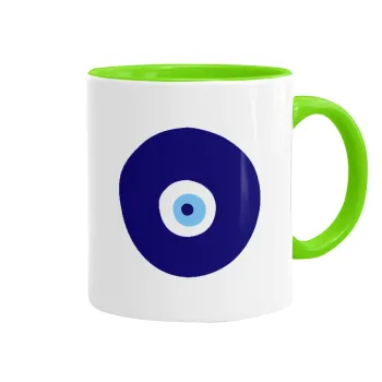 Χάντρα γαλαζιά, Mug colored light green, ceramic, 330ml