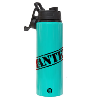 Wanted, Metallic water bottle with safety lid, 850ml aluminum