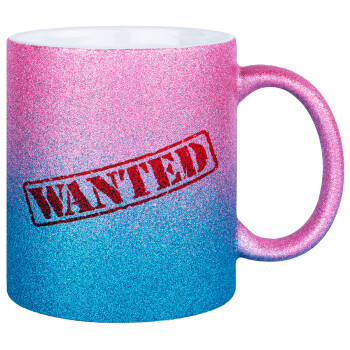 Wanted, Κούπα Χρυσή/Μπλε Glitter, κεραμική, 330ml