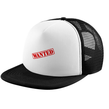 Wanted, Καπέλο ενηλίκων Jockey με Δίχτυ Black/White (snapback, trucker, unisex)