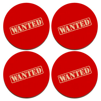 Wanted, ΣΕΤ x4 Σουβέρ ξύλινα στρογγυλά plywood (9cm)