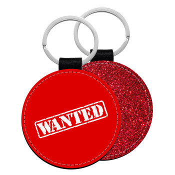 Wanted, Μπρελόκ Δερματίνη, στρογγυλό ΚΟΚΚΙΝΟ (5cm)