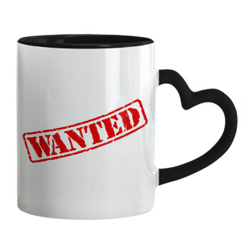 Wanted, Mug heart black handle, ceramic, 330ml