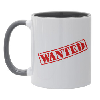 Wanted, Κούπα χρωματιστή γκρι, κεραμική, 330ml