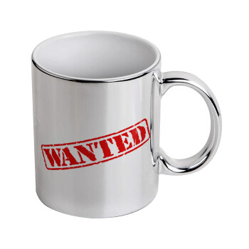 Wanted, Mug ceramic, silver mirror, 330ml