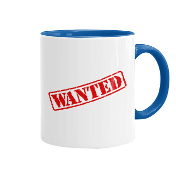 Wanted, Mug colored blue, ceramic, 330ml