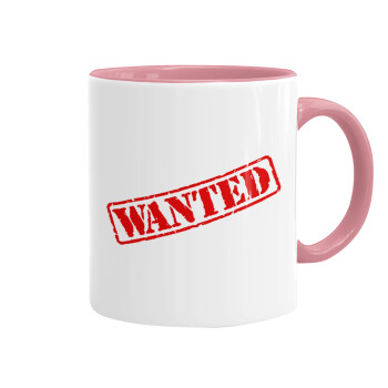 Wanted, Mug colored pink, ceramic, 330ml
