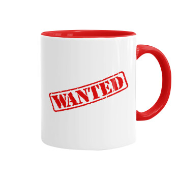 Wanted, Mug colored red, ceramic, 330ml