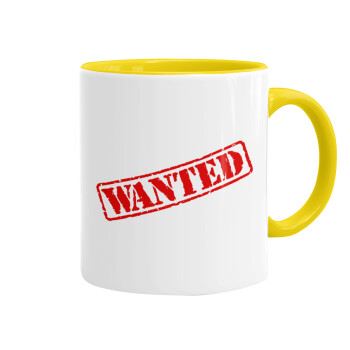 Wanted, Mug colored yellow, ceramic, 330ml