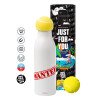 Tennis ball Metal mug thermos White, double wall, 550ml