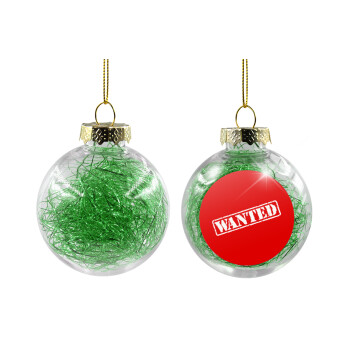 Wanted, Transparent Christmas tree ball ornament with green filling 8cm