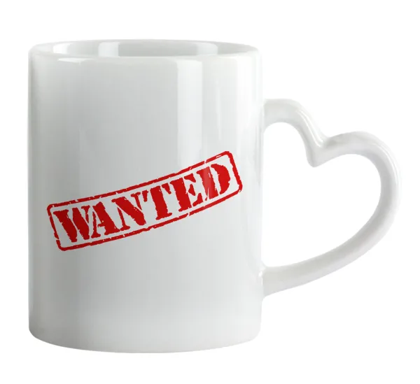 Wanted — Κούπα καρδιά χερούλι λευκή, κεραμική, 330ml