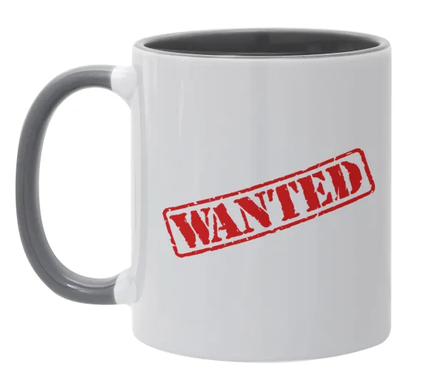 Wanted — Κούπα χρωματιστή γκρι, κεραμική, 330ml