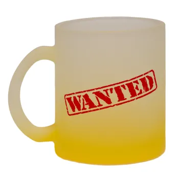 Wanted, Κούπα γυάλινη δίχρωμη με βάση το κίτρινο ματ, 330ml