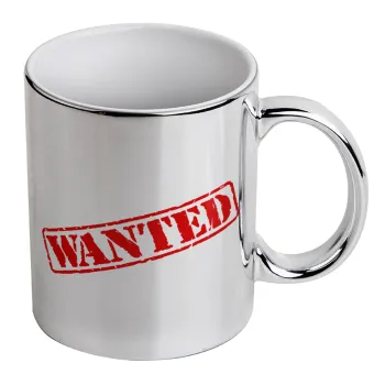 Wanted, Mug ceramic, silver mirror, 330ml
