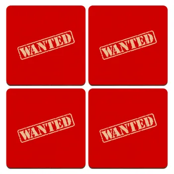 Wanted, ΣΕΤ x4 Σουβέρ ξύλινα τετράγωνα plywood (9cm)