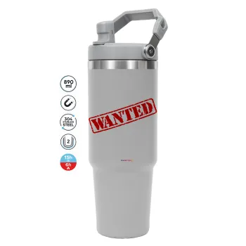 Wanted, ΓΚΡΙ χρώματος Θερμός Ανοξείδωτο 890ml (30oz) με χερούλι
