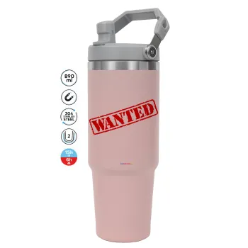 Wanted, ΡΟΖ χρώματος Θερμός Ανοξείδωτο 890ml (30oz) με χερούλι