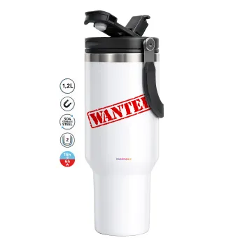 Wanted, Mega Tumbler με καπάκι, διπλού τοιχώματος (θερμό) 1,2L